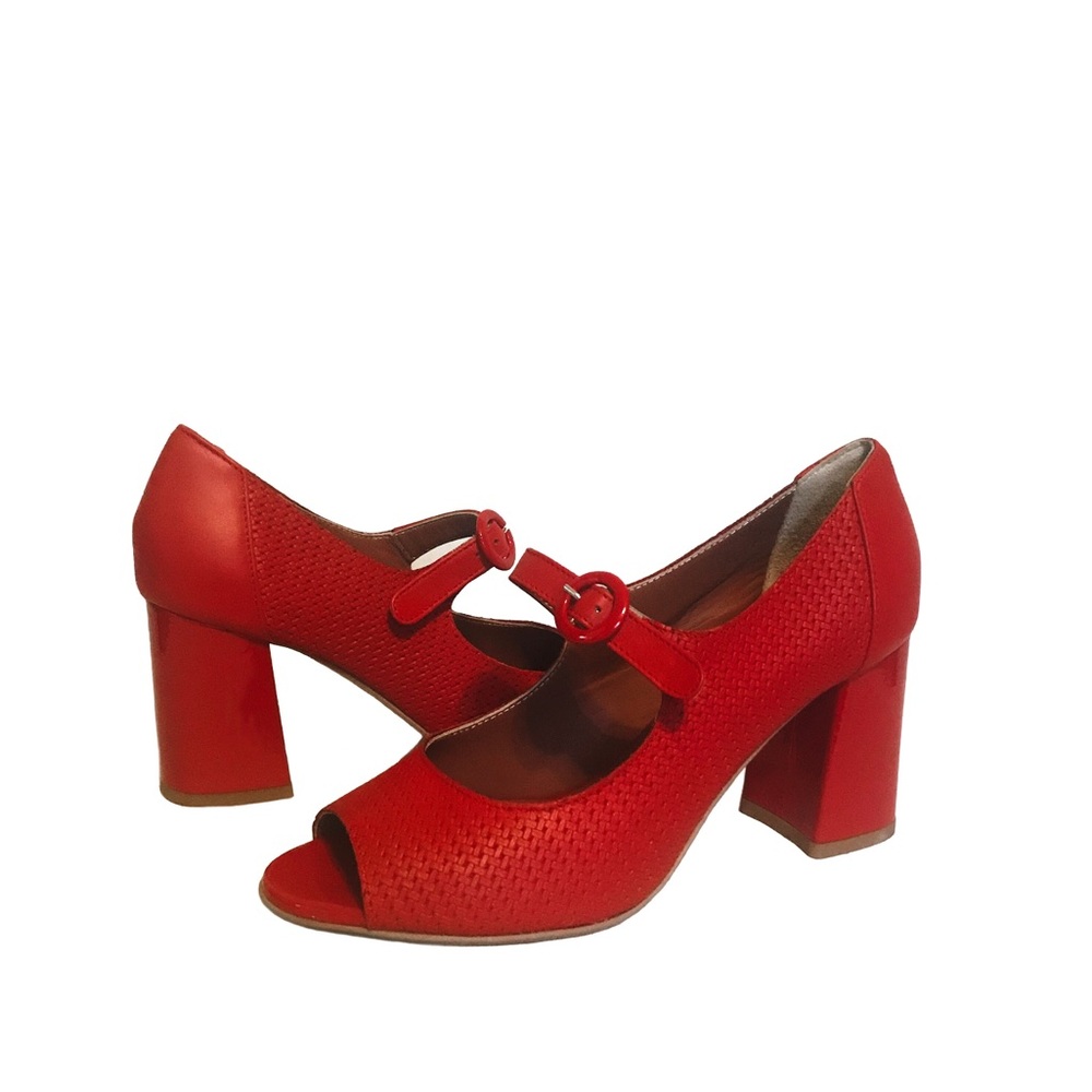 NIB F.lli Bruglia red leather pumps size 37